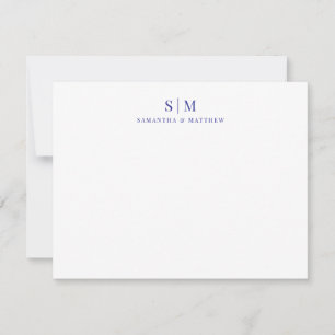Simple Elegant Blue Couple Monogram Initials  Card