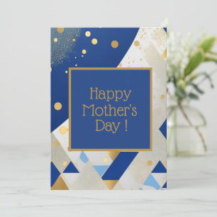Simple elegant Blue Glitter Mother's day Card