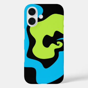 Simple elegant Blue green black Abstract shapes iPhone 16 Case
