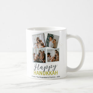 Simple Elegant Blue Happy Hanukkah photo Collage Coffee Mug
