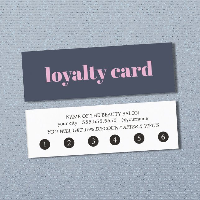 Simple Elegant Blue Pink Loyalty Card (Creator Uploaded)