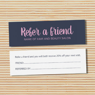 Simple Elegant Blue Pink Referral Card