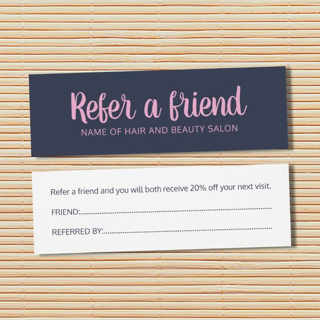 Simple Elegant Blue Pink Referral Card (Creator Uploaded)