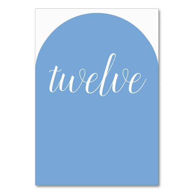 Simple Elegant Blue Rounded Table Number (Front)