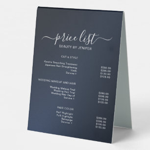 Simple Elegant Blue Salon Price List