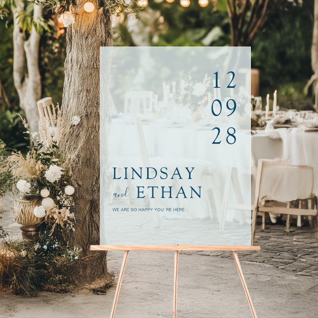 Simple Elegant Blue Transparent Wedding Acrylic Sign (Simple Elegant Blue Transparent Wedding Acrylic Sign)