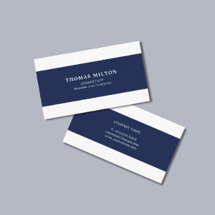 Simple Elegant Blue White Stripes Consultant Business Card