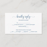 Simple elegant blue wording wedding rsvp