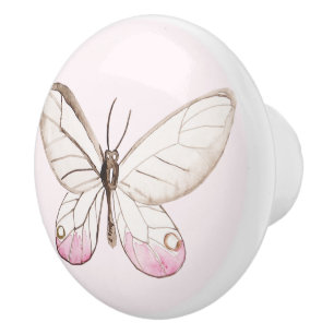 Simple & Elegant Blush Butterfly Ceramic Knob