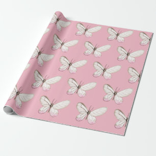 Simple & Elegant Blush Butterfly Wrapping Paper