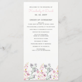 Simple Elegant Blush Floral Wedding Programme
