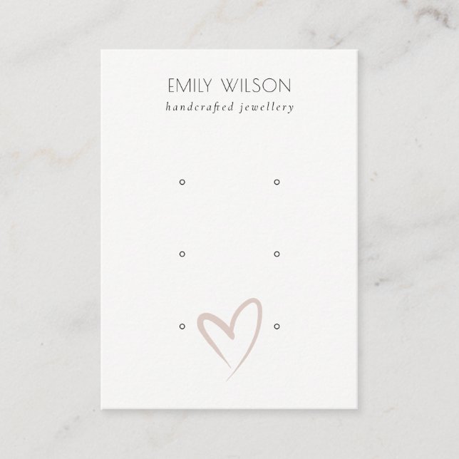 Simple Elegant Blush Heart 3 Stud Earring Display Business Card (Front)