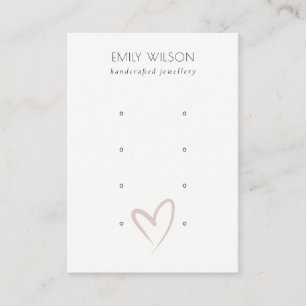 Simple Elegant Blush Heart 4 Stud Earring Display Business Card