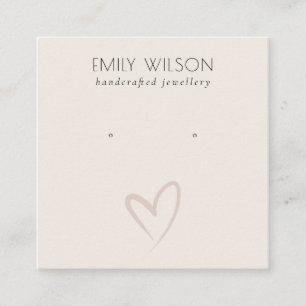 Simple Elegant Blush Heart Stud Earring Display Square Business Card