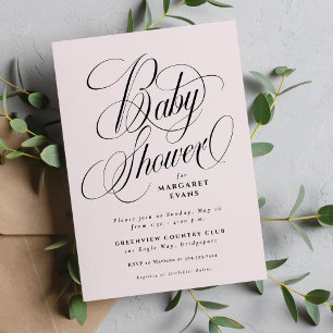 Simple elegant blush pink baby shower  invitation
