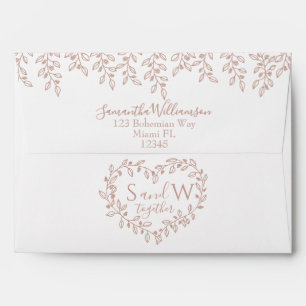 Simple Elegant Blush Pink Boho Botanical Wedding Envelope