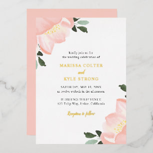 Simple Elegant Blush Pink Floral Wedding Gold