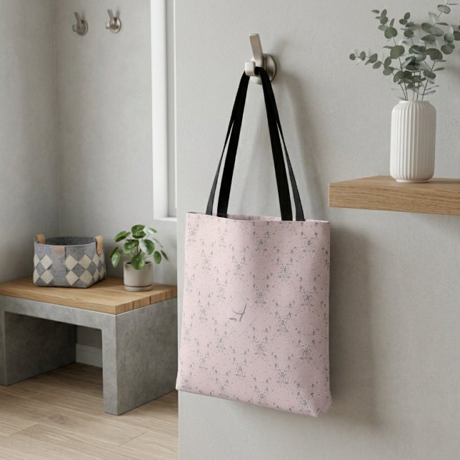 Simple Elegant Blush Pink Glitter Pattern Monogram Tote Bag (Creator Uploaded)