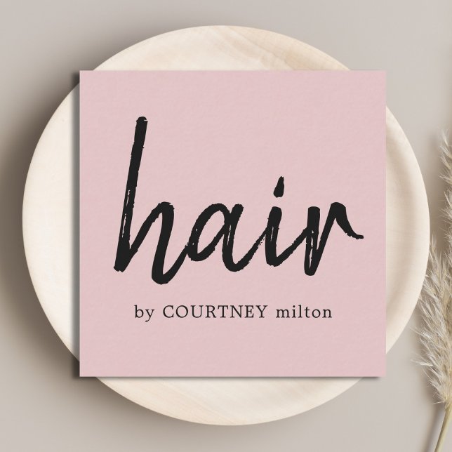 Simple Elegant Blush Pink Hair Square Business Card (Creator Uploaded)