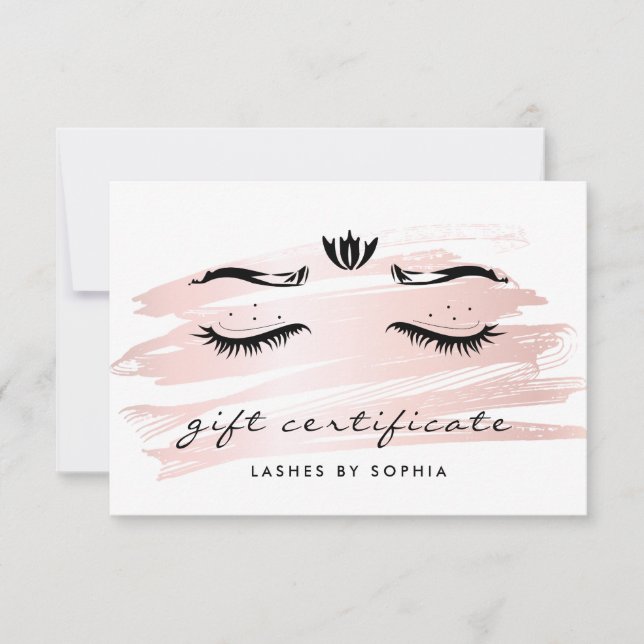 Simple Elegant Blush Pink Lashes Gift Certificate (Front)