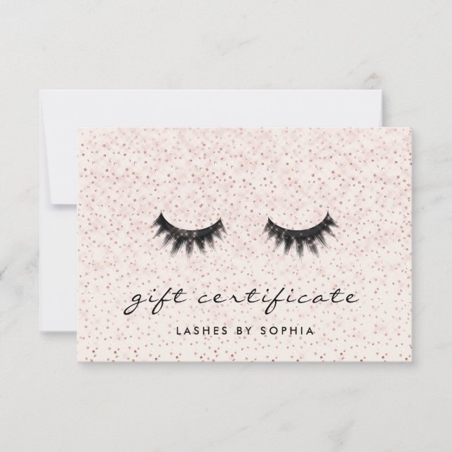 Simple Elegant Blush Pink Lashes Gift Certificate (Front)