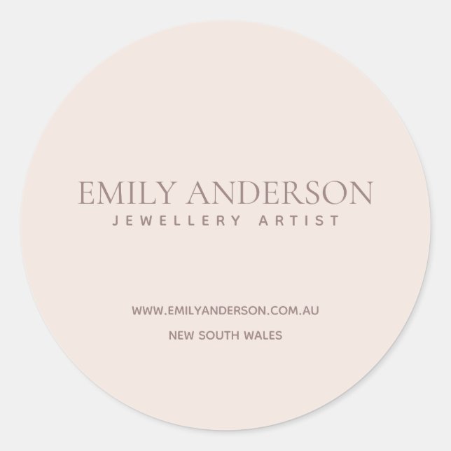 SIMPLE ELEGANT BLUSH PINK MINIMAL ARTY BUSINESS CLASSIC ROUND STICKER (Front)