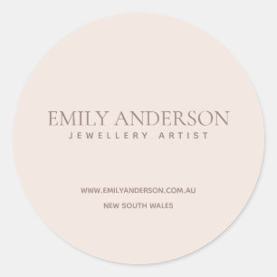 SIMPLE ELEGANT BLUSH PINK MINIMAL ARTY BUSINESS CLASSIC ROUND STICKER