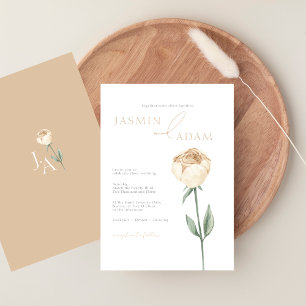 Simple Elegant Blush Pink Rose Floral Wedding Invitation