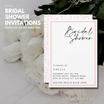 Simple Elegant Blush Pink Script Bridal Shower