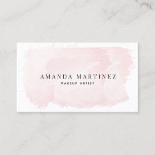 Simple Elegant Blush Pink Watercolor Social Media Business Card