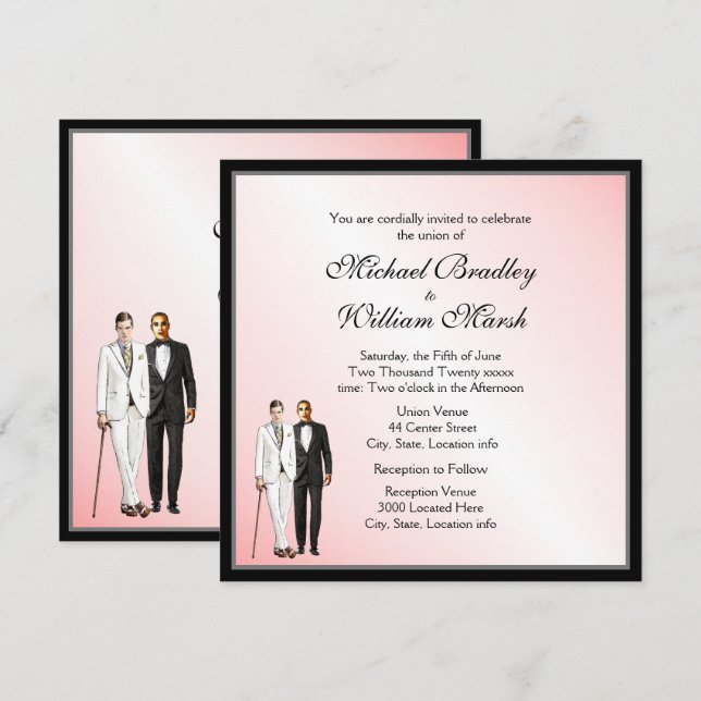 Simple Elegant Blush Wedding Invite (Front/Back)