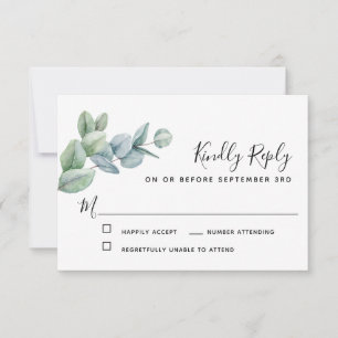 Simple Elegant Boho Eucalyptus Greenery RSVP Card
