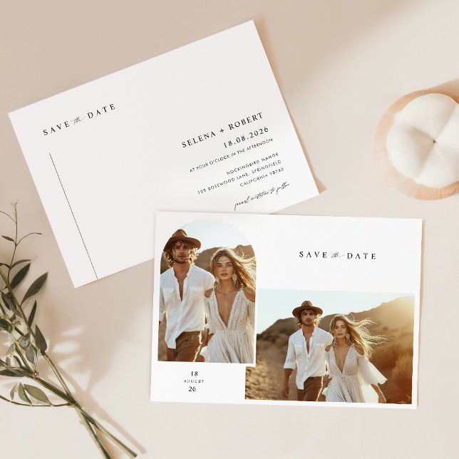 Simple Elegant Boho Photo Wedding Save the Date Invitation (Creator Uploaded)