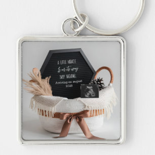 Simple elegant boho pregnancy announcement gift key ring