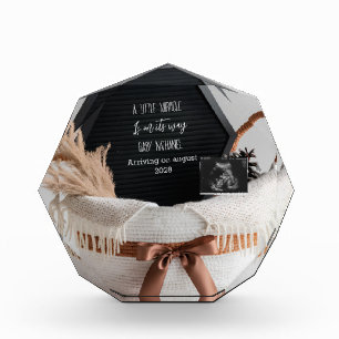 Simple elegant boho pregnancy announcement gift photo block