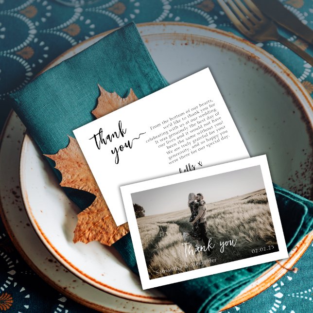 Simple Elegant Boho Wedding Thankyou Photo Card (Creator Uploaded)