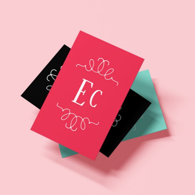 Simple Elegant Boho White Frame Monogram Red Business Card (Creator Uploaded)