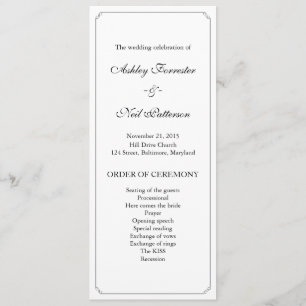 Simple Elegant Border Wedding Ceremony Program Programme