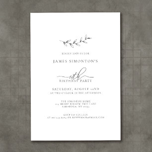 Simple Elegant Botanical 18th Birthday Invitation