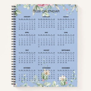 Simple Elegant Botanical 2026 Calendar Notebook
