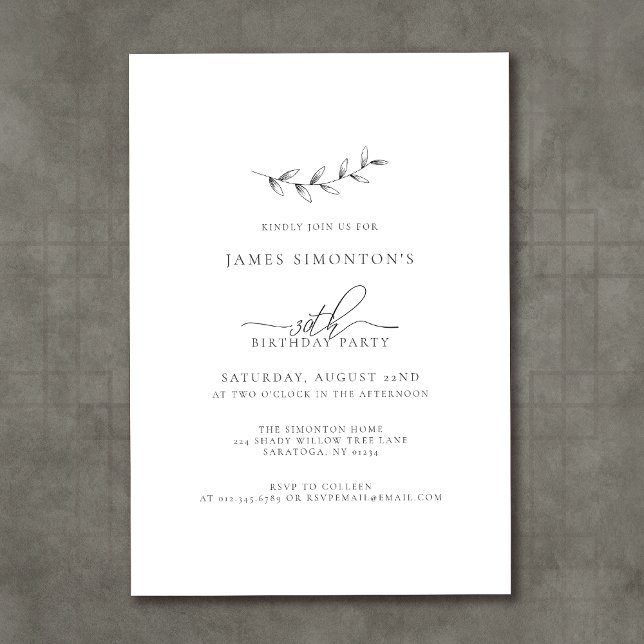 Simple Elegant Botanical 30th Birthday Invitation (Creator Uploaded)