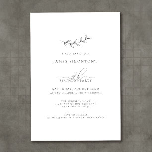 Simple Elegant Botanical 70th Birthday Invitation