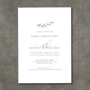 Simple Elegant Botanical 70th Birthday Invitation