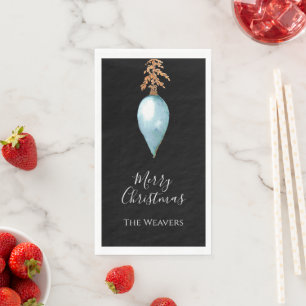 Simple Elegant Botanical Blue Watercolor Christmas Napkin