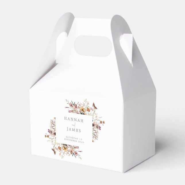 Simple Elegant Botanical Floral Wedding Favour Box (Front Side)