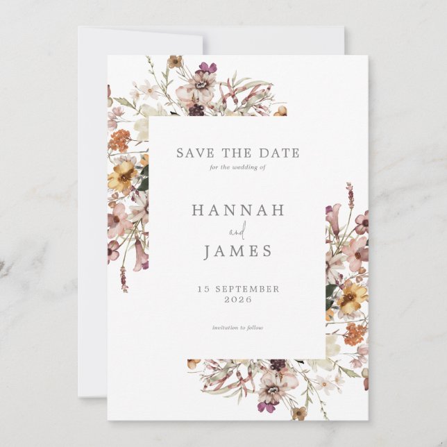 Simple Elegant Botanical Floral Wedding Save The Date (Front)