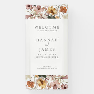 Simple Elegant Botanical Floral Wedding Welcome Banner