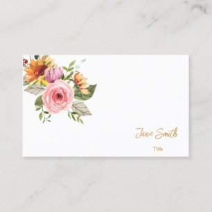 Simple Elegant Botanical Flowers Business Card
