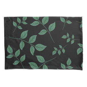Simple Elegant Botanical Green Leaves Pattern Pillowcase
