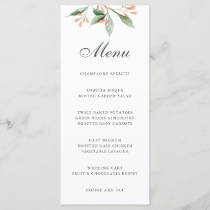 Simple Elegant Botanical Watercolor Wedding Menu